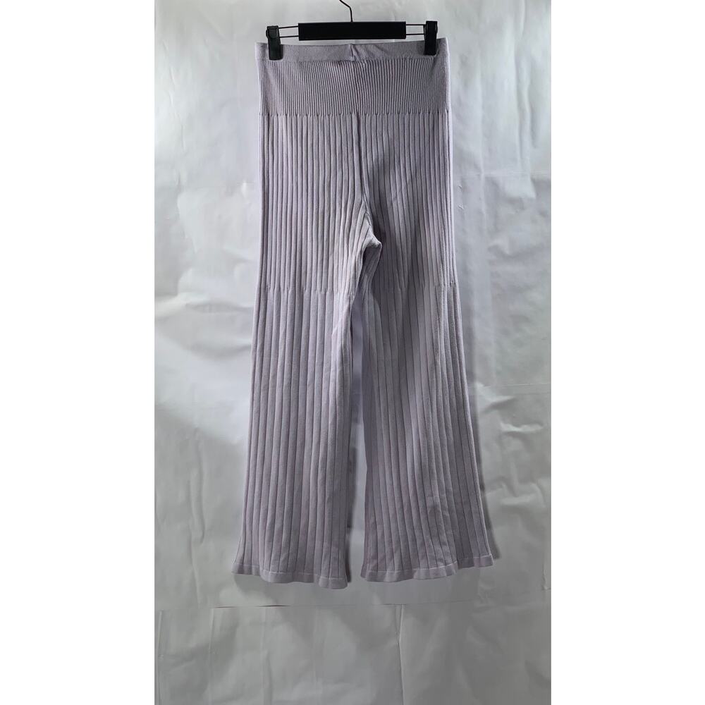 BCBGENERATION Women's Orchid Purple Rib Knit High-Rise Wide-Leg Casual Pant SZ S - Picture 2 of 9